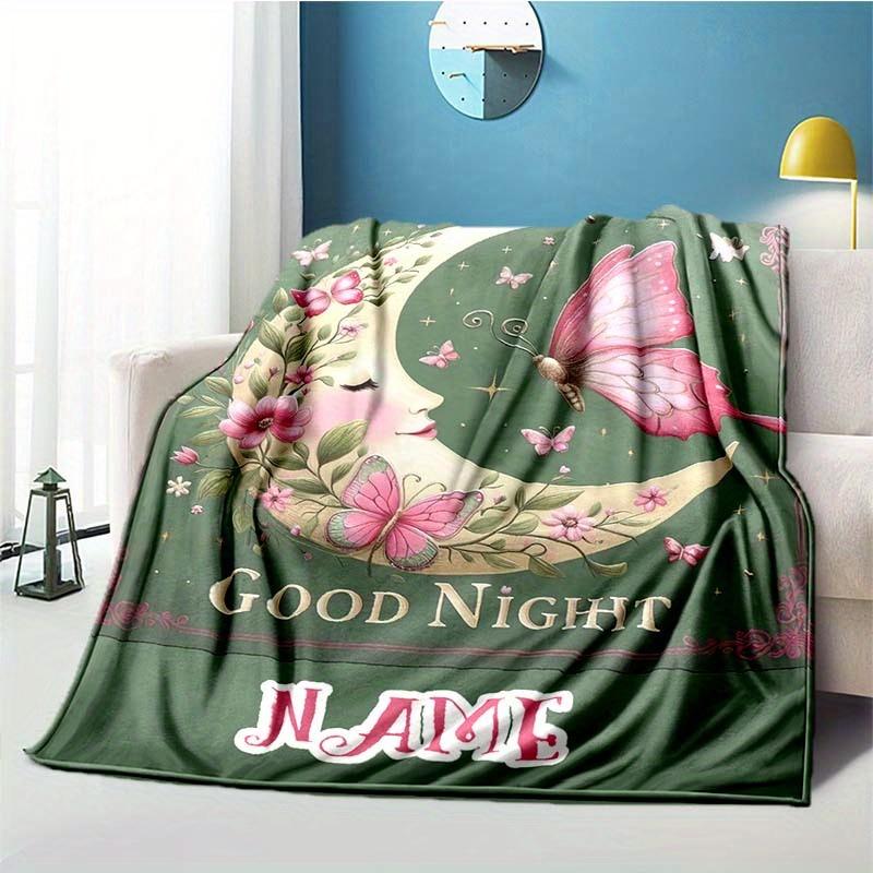 Deer Under The Moon Customize Your Name Blanket Used For Chair Office Sofa Bed Camping Soft And Warm Giving Friends And Relatives Birthday Graduation