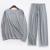 Übergröße 5XL Herren Eis Seide Pyjama Set Einfarbig Langarm Oberteile und Hosen Nachtwäsche 2-teilige Sets Weich Bequem Lounge Haus Nachtwäsche Männlich