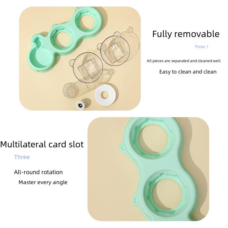 Dreifach-Napfset für Katzen und Hunde: Auslaufsicherer Doppelnapf mit automatischer Wasserzufuhr