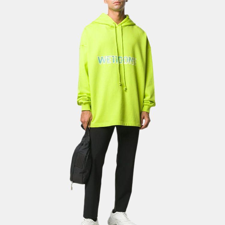 WE11DONE Logo Print Hooded Sweatshirt Unisex Sweatshirt Fluorescent-Green WD-TP5-19-500-LM