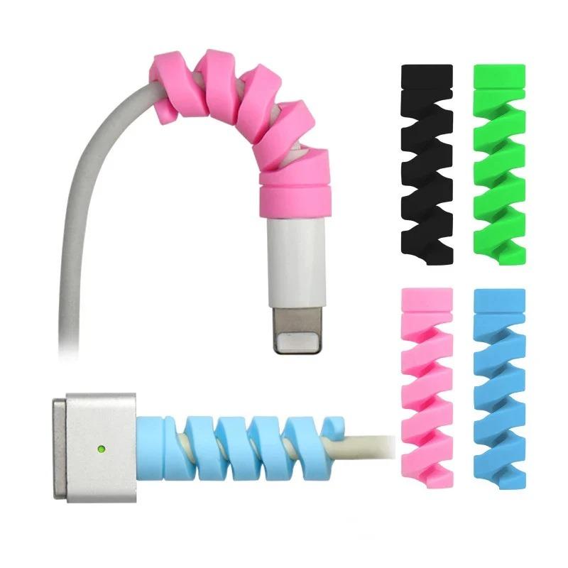 Phone USB Charger Cable Accessories, Silicone Spiral Winder and Cord End Protector Saver Cover