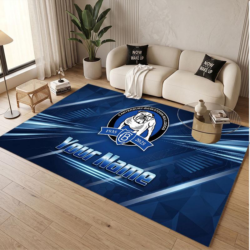 Custom Rug Canterbury-Bankstown Bulldogs Pattern Print Name Text Soft Non‑Slip Floor Carpet for Home Indoor Decoration