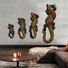 Gecko Lizard Sculpture Wood Wall Hanging Handmade for Wall Decoration Indoor Garden Home