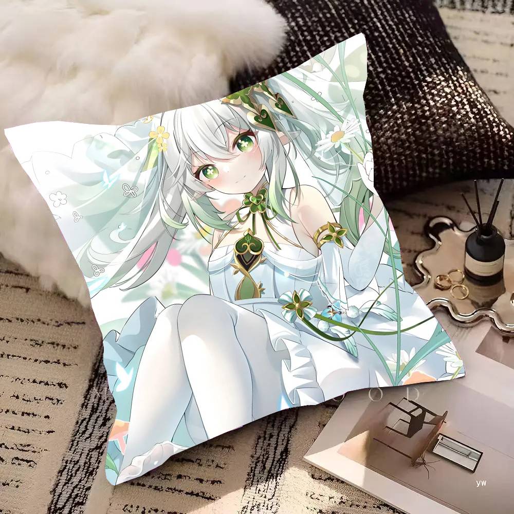 Nahida Animation Game GGenshin IImpact Pillow Case Fashion Square Pillowcase Bedroom Sofa Room Ins Decoration Leisure