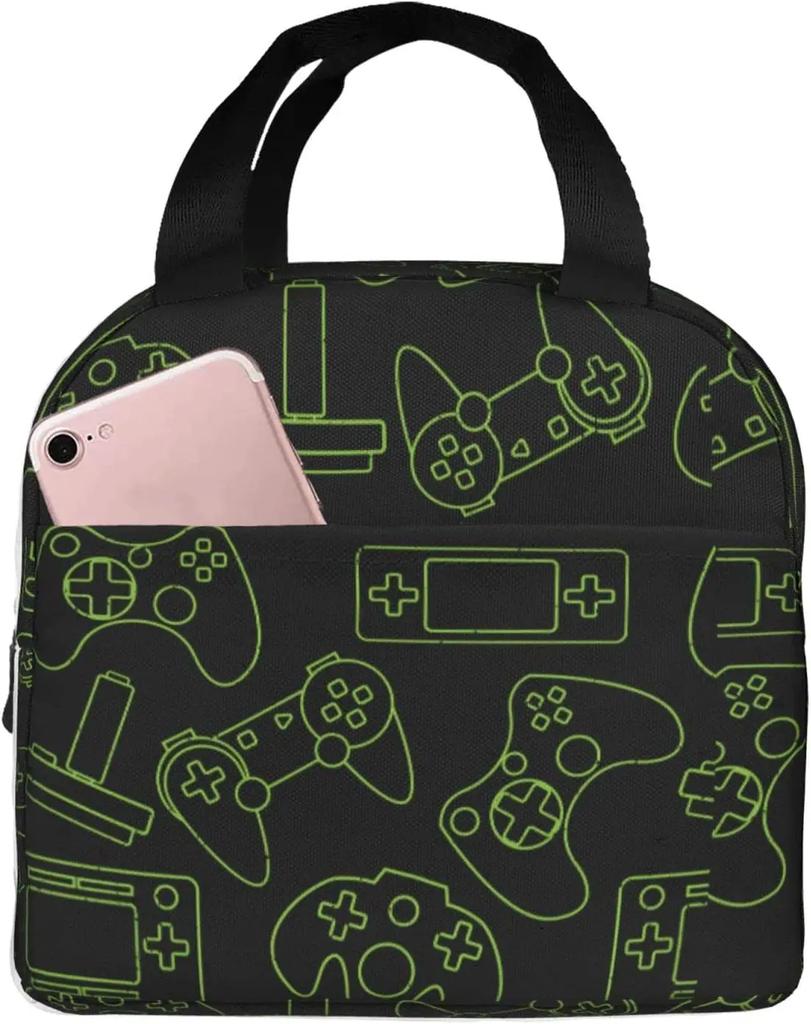 Colorful Joystick Game Lunch Bag Compact Tote Bag Reusable Lunch Box Container for Women Men School Office Work Picnic