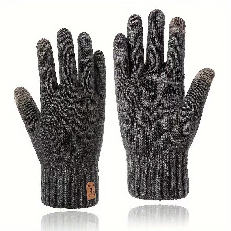 

Новые мужские теплые перчатки с закрытыми пальцами, зимние перчатки для сенсорных экранов, флисовые перчатки для мужчин и женщин, утолщенные шерстяные вязаные перчатки для езды на велосипеде one size