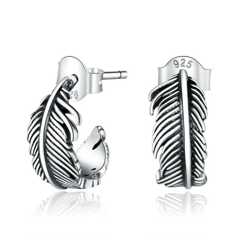 Silver Earrings Feather Earrings Silver 925 Trusky Earrings