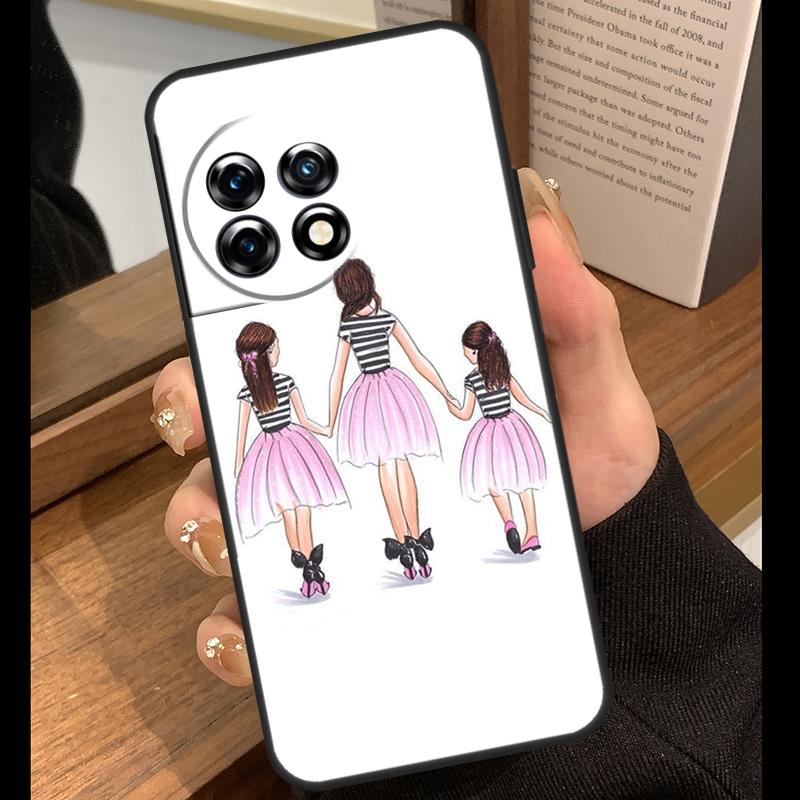 Black Brown Hair Baby Mom Girl Son Case For OnePlus 15 13 12 11 10 15R 13R 12R 10T 13T OnePlus Nord 5 CE 4 3 Lite N20 N30 Cover