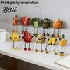 Tiered Tray Decorations Fruit Resin Shelf Sitter Figurines with Flexible Dangling Legs Whimsical Hanging Edge Statues Statues Cute Character Desktop