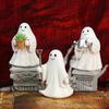 3 Pcs Halloween Ghost Figurines Resin Gardening Ghost Statue Cartoon Ghost Collectibles