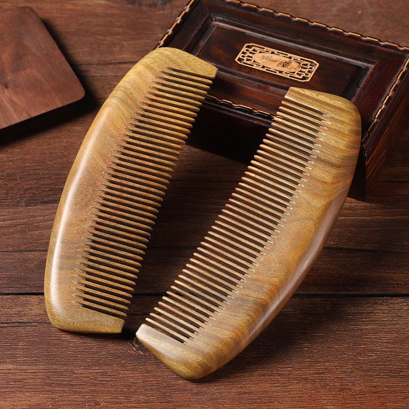 Green Sandalwood Comb - Natural Wood Hairdressing Massage Comb for Long Hair