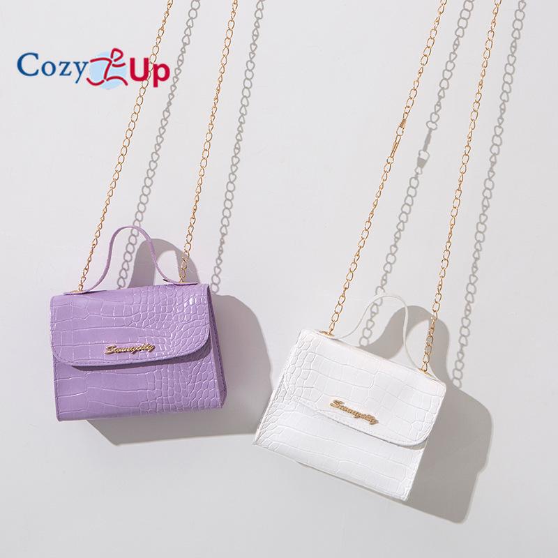 Уютная маленькая квадратная сумка с узором под крокодила на цепочке S-Mark — фото 5