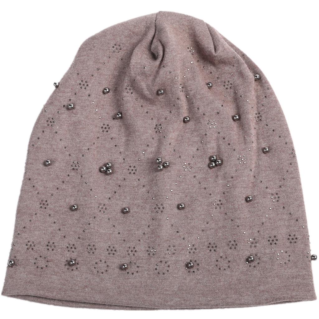 Neue frauen doppelschicht heißer diamant perlen pullover kappe herbst und winter mode alle-spiel warme mütze