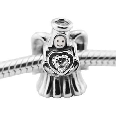 Fits Europe Bracelet 925 Sterling Silver Clear CZ Angel of Love Charm Beads for Jewelry Making