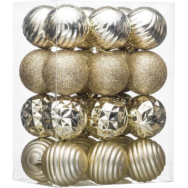 Valery Madelyn Christmas Ornaments Tree Decorations Set, 24ct Bronze Copper Shatterproof Ball Ornaments, 2.36  Hanging Ornament Bulk for Valentines