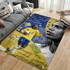 Sports Area Rug, Ronaldinho Brazil 10 World Cup 2006 Germany Vintage Poster, Fan Cave Decor, Non-Slip Mat