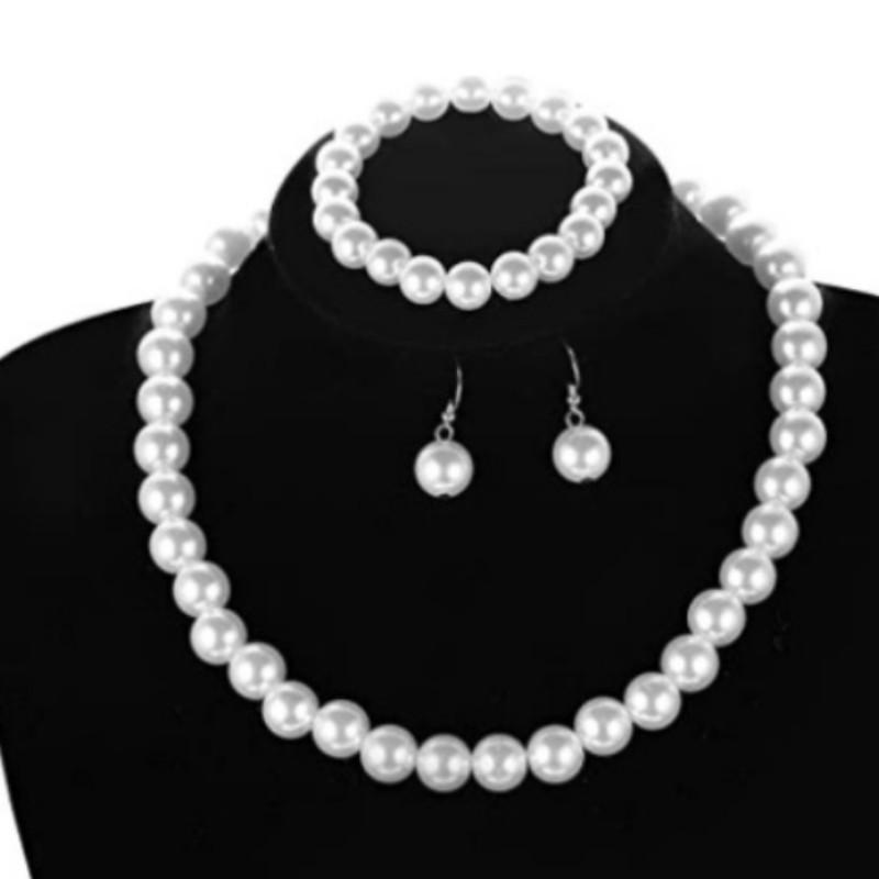 Accessories Bridal Sweater Necklace Kit Diamond Faux Pearl Necklace Earrings Bracelet Kit
