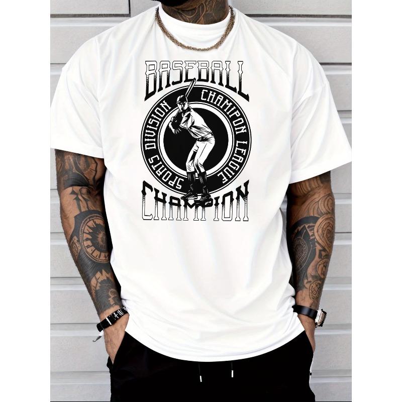 European Size Men'S Casual T-Shirt Baseball Player Graphic Short Sleeve Tee Men'S Fashion Street Style Adult Male Casual Wear
