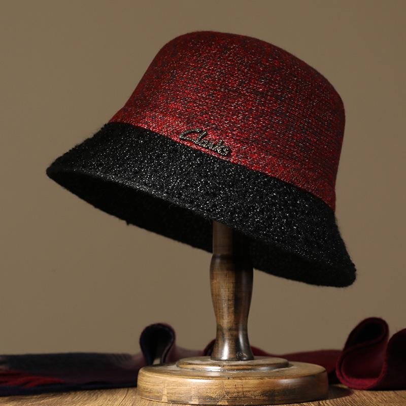 New Wool Knitted Basin Hat Temperament Mother Hat Women's Autumn and Winter Warm Fashion Elderly Top Hat