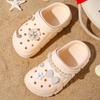 Girls Fashion Solid Color EVA Clogs - Breathable Non-slip Slip-On Sandals with Flower Chain and Pearl Design 3057