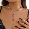 Colier cu lanț de cristal cu picătură de apă gotică de liliac pentru femei, vintage, geometric, choker, Y2K, accesorii de bijuterii de Halloween