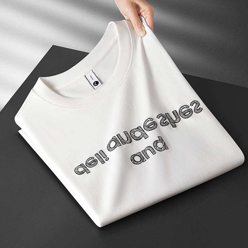 

Men s Lightweight Summer Short-Sleeve T-Shirt, Round Neck, Trendy Print, Casual Half-Sleeve Design 2XL белый