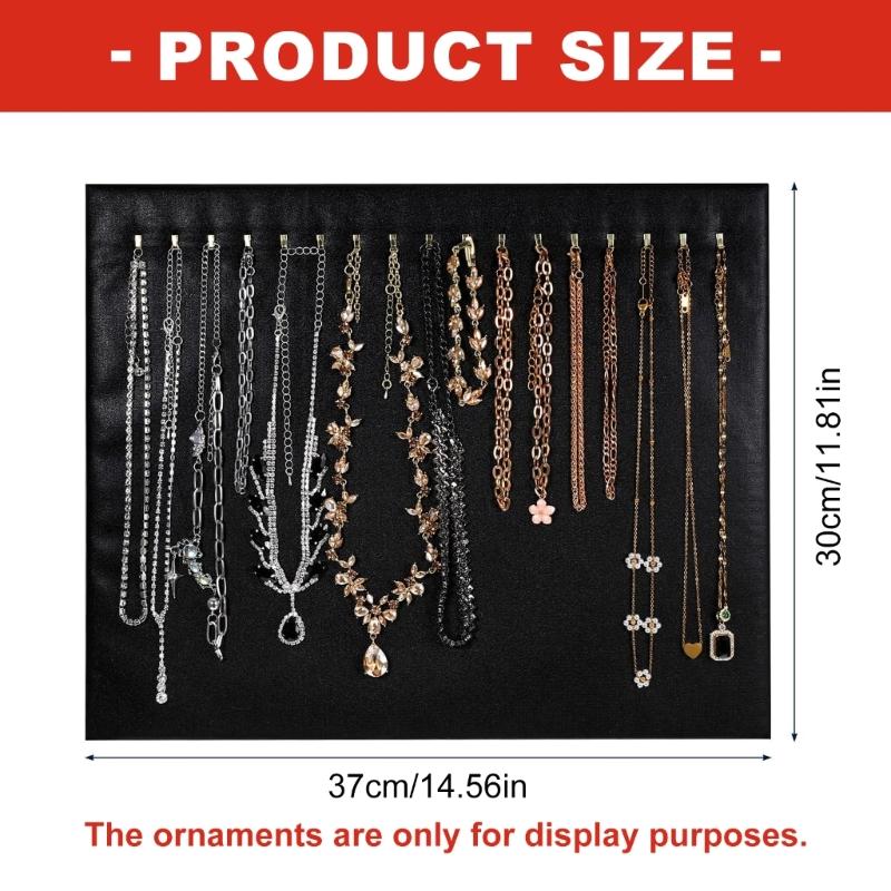 4 Stück Leder-Schmuckaufbewahrung mit 17 Haken, schräger Präsentationsständer für Halsketten, Polyester-Konstruktion