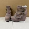 Women's Boots Zip Womens High Heels Suede Fashion Wedge Heels Durable Retro Women Ankle Boots Round Head Bottes Femmes