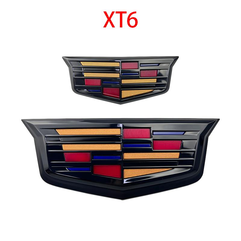 2Pcs 19.3x7.5cm 11.9x4.6cm Car Front Rear Emblem Logo Stickersfor Cadillac XT6 Center Trunk Badge Auto Accessories