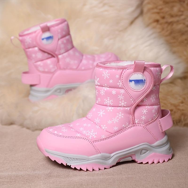 Girls Mid Calf Fleece Snow Boots Simple Design Warm Windproof Outdoor Play Snow Versatile Casual Style Ideal Gift Childrens Day