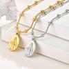 Holy Virgin Rosary Necklace for Women,Stainless Steel Bead Snake Chain Necklaces,Classic Religion Jewelry Gift