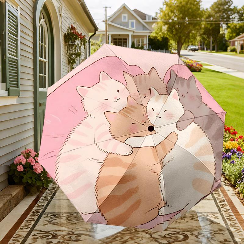 Cozy Cat Nap Umbrella: Perfect for Outdoor Adventures, Auto-Opening & Closing, Lightweight and Durable, Ideal As a Gift 046