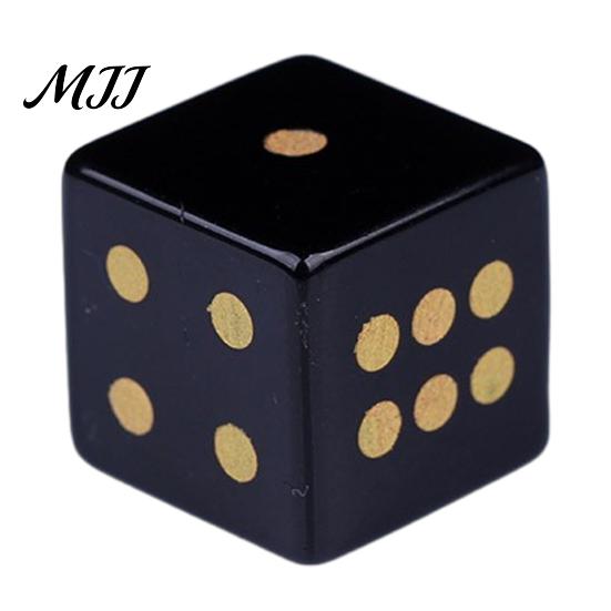 Tabletop Game Dice Natural Hand Carved Stone Dice, Mini Healing Faux Crystal Casual Night 6-Sided Golden Dots for Board Game, Casino Polished