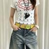 PU Y2K Waist Belt Large Button Decor Fashion Belt New Button Belt  Jeans