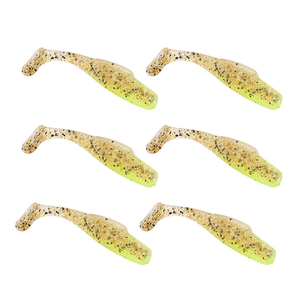 6pcs Soft Lures with T Tail Silicone 8cm 5g Double Color Lifelike Balanced Baits for Fishing