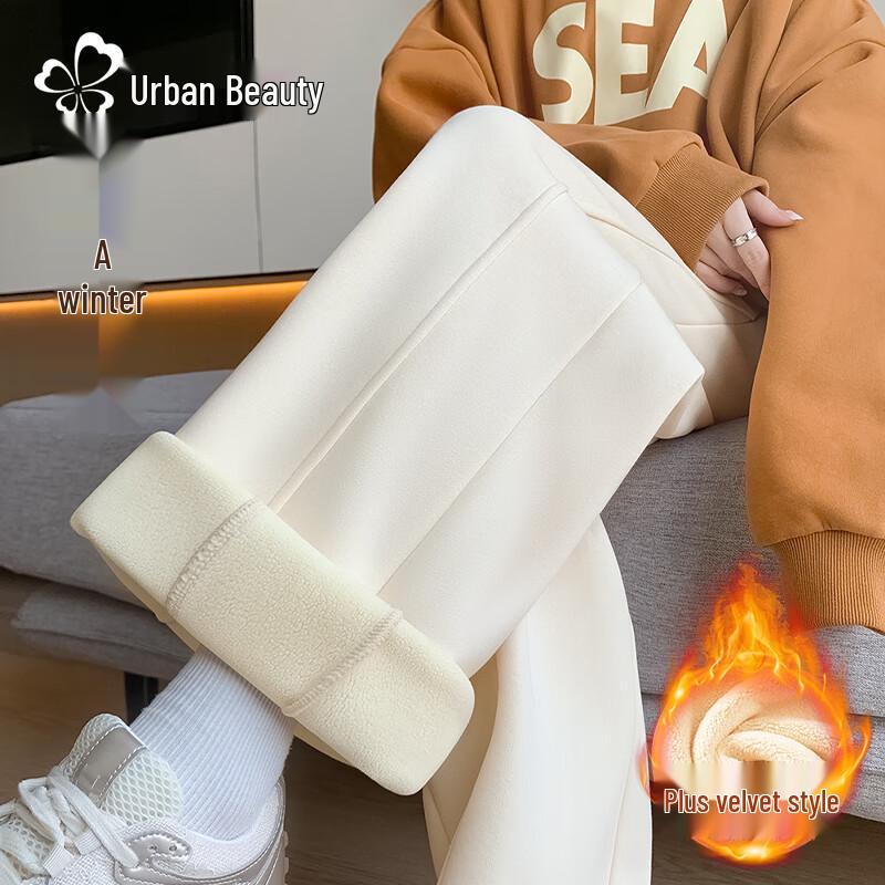 

Женские зимние брюки 2025 года с флисовой подкладкой, высокой посадкой и широкими штанинами S