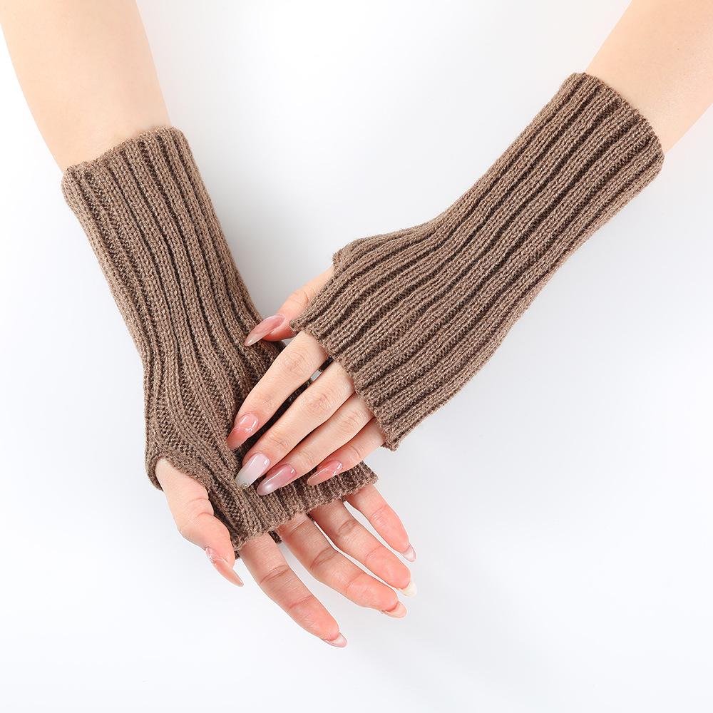 

Осенне-зимняя мода Теплые митенки однотонные в рубчик вязаные короткие перчатки Короткие вязаные полосатые перчатки для тепла Перчатки хаки