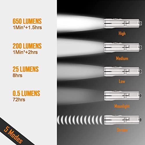 RovyVon A4 Pro Titanium Keychain Flashlight, Ultra-Bright 650 Lumens Small EDC Flashlight for Home, Outdoor, Camping, and Celebrations