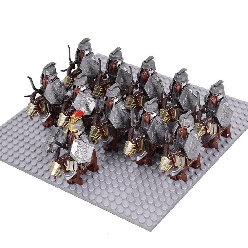 MOC Medieval Uruk-hai Orc Soldiers Raider Vargr Wolf Mount Knights Mini Figurine Building Block Set Educational Toy for Kids