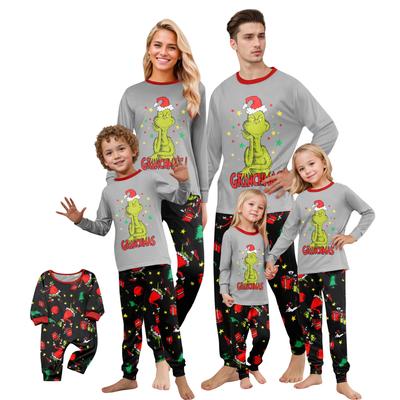 Christmas Print Cute Family Set Pajamas, Home Clothes, Family Set Long Sleeve Top Pants Set