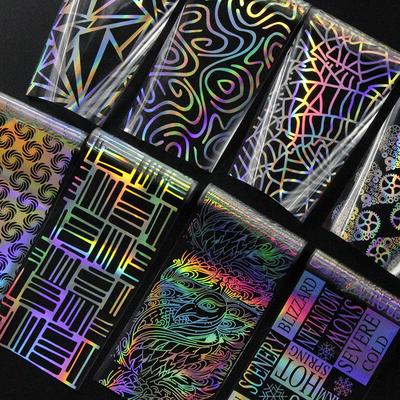 8 Blatt holografische Nagelfolie Punk Geometrisch Nail Art Transfer Aufkleber Aufkleber