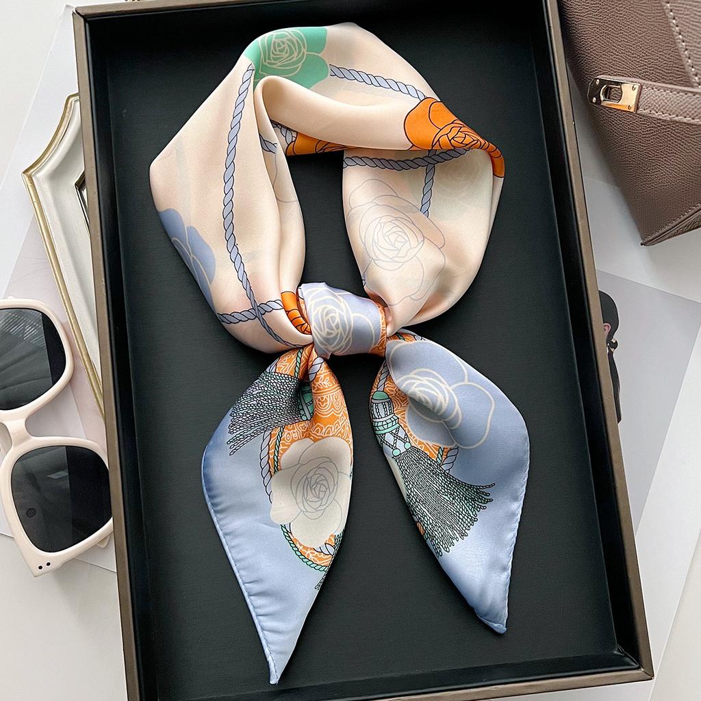 Luxury Print Square Silk Scarfs For Women Decorate Neck Ties Fashion 70*70Cm Kerchief Lady Summer Beach Hijab Female Neckerchief