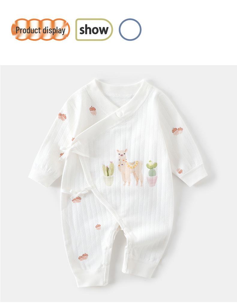 All-Season Pure Cotton Baby Kimono Bodysuit, Seamless Newborn Butterfly Jumpsuit
