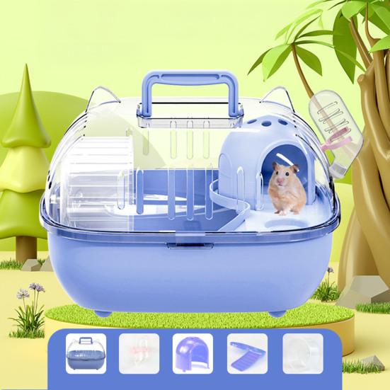 Travel Hamster Cage Small Pet Carrier with Transparent Viewing Dome Pet Crate with Ventilation Slots for Vet Trips Picnics Mice Gerbils Reptiles