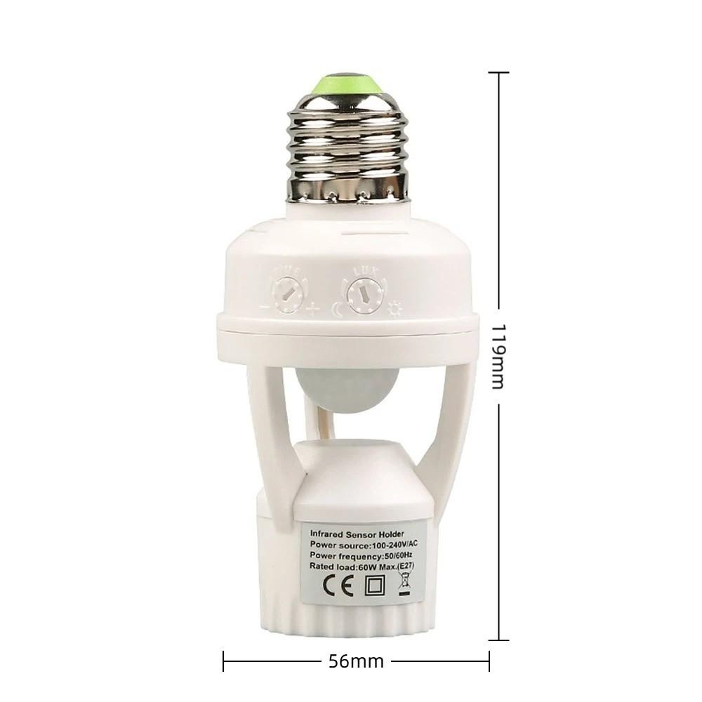 Soquete de Lâmpada com Sensor de Movimento E27 Retardo de 10-300 Segundos Adaptador de Suporte de Lâmpada Inteligente Uso Interno