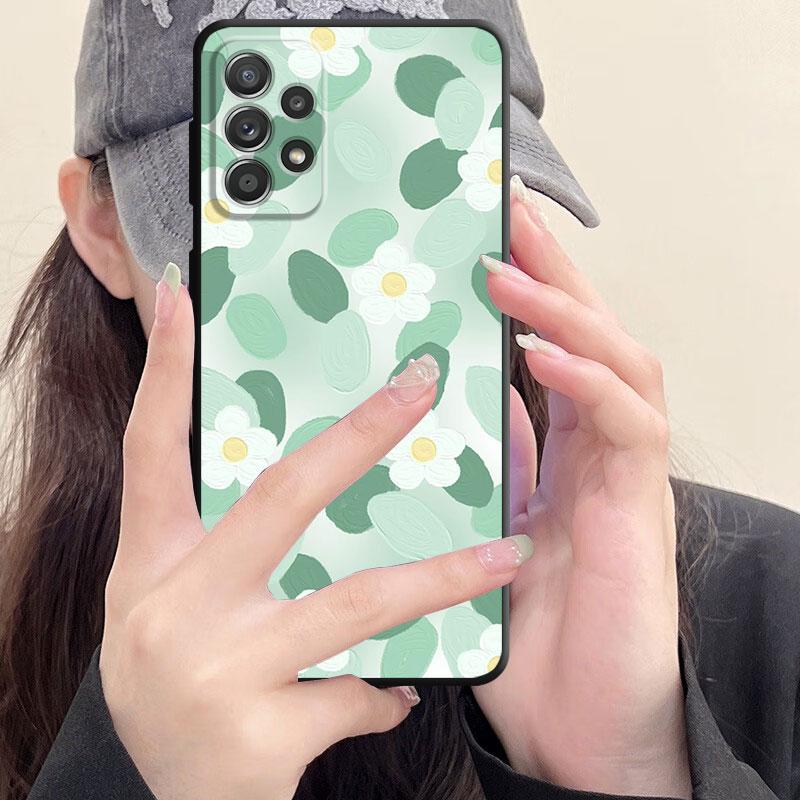 Μαύρη μαλακή πλάτη πολυτελής θήκη τηλεφώνου για Samsung Galaxy A33 A32 A21s A53 A22 A71 A31 A51 A13 A23 A72 A52 A11 Υπέροχο κάλυμμα λουλουδιών