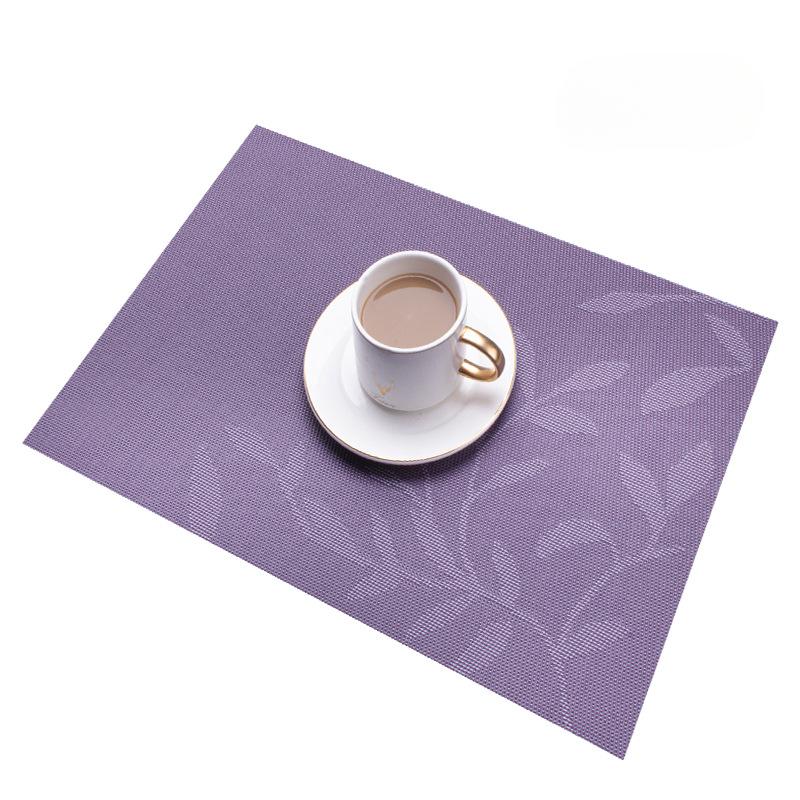 Nordic Leaf Jacquard PVC Placemat Heat-Resistant Washable Durable Table Mats Home Kitchen Hotel Dining Decor 45x30cm 1pc