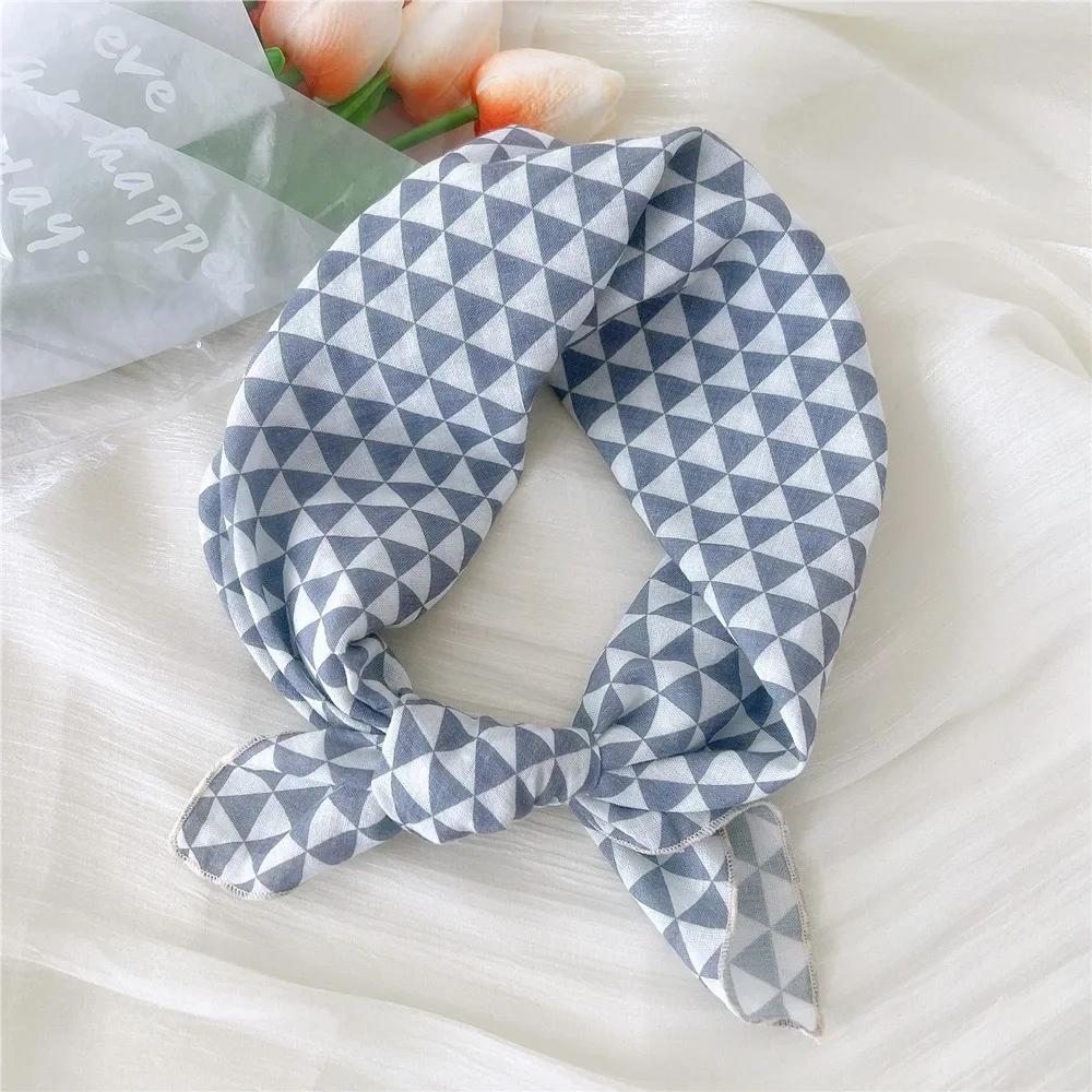 Fashion Floral Print Square Scarf Soft Handkerchief Women Hair Scarf Cotton Linen Head Scarfs Ladies Neck Scarves Summer Autumn