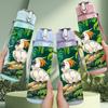 1PC Jungle Tropical Bird 750ml Color Plastic Sports Water Bottle Leakproof Flip Straw Lid Suitable for Sports Office Home Use