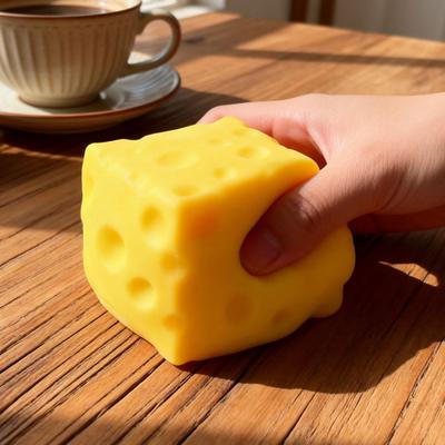 Large Cheese Squeeze Toy Stress Relief Cheese Block Fidget Toy Relaxation Focus Aid Stress Ball Simulated Cheese Cube Sensory Toy